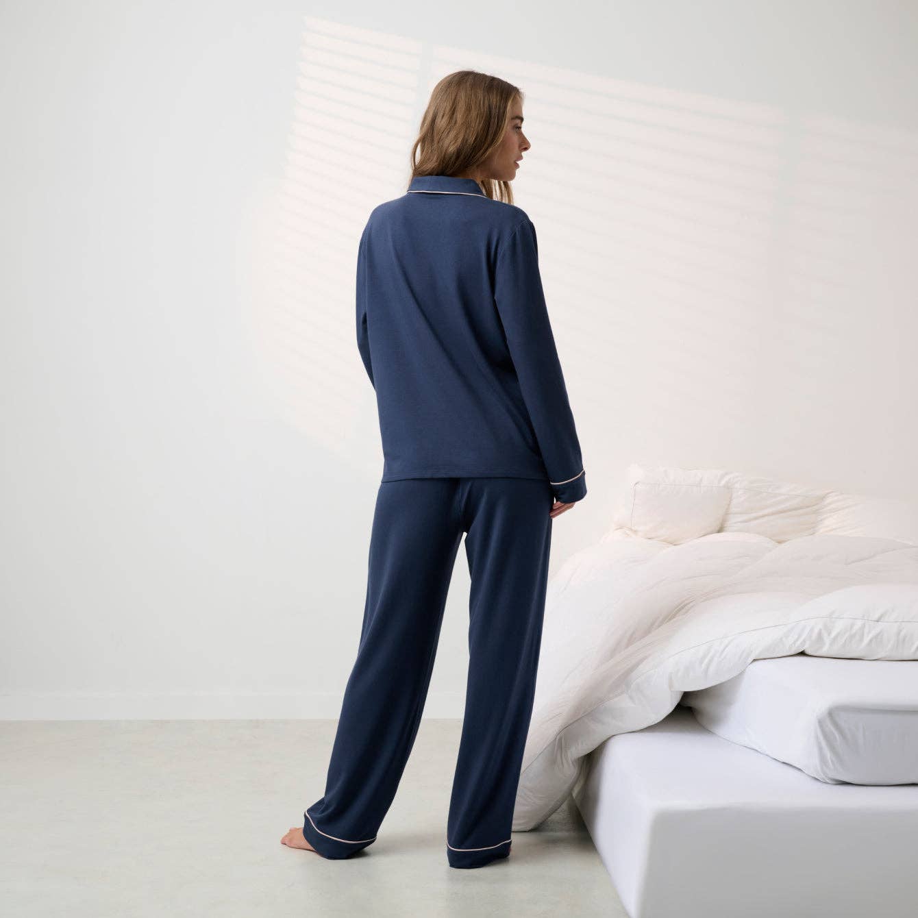 Button Down Pant Set: Deep Blue L