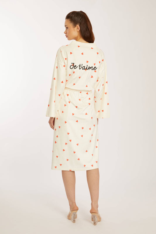 Je T'aime  Heart Print Long Robe
