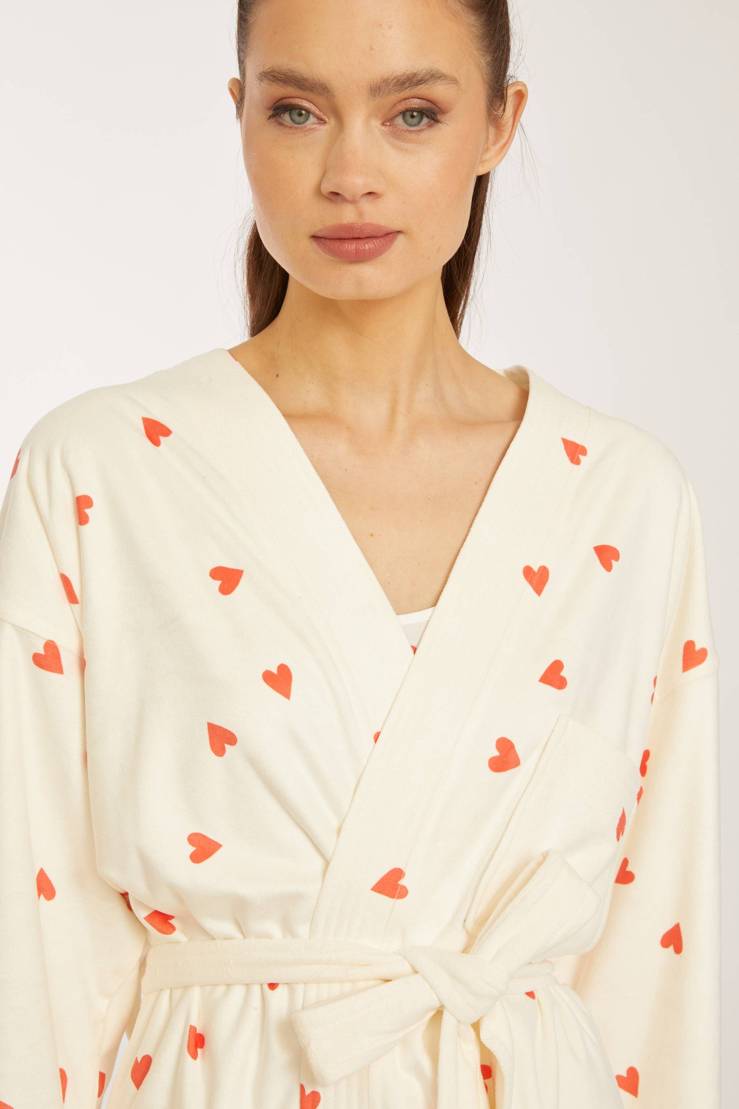 Je T'aime  Heart Print Long Robe