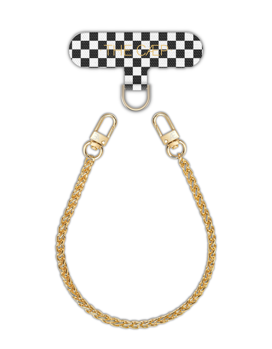 Universal Phone Hitch + Goldi Wristlet: Black Checkered