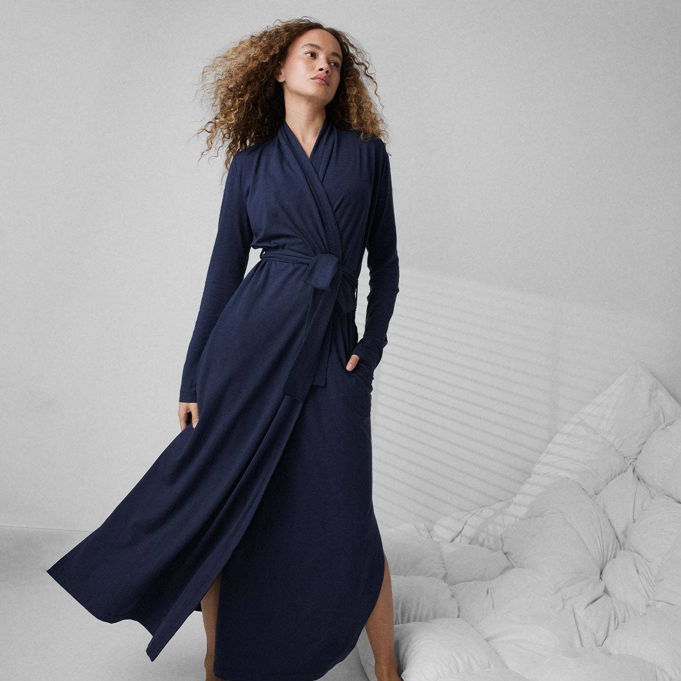 Slumberknit™ Maxi Robe: Deep Blue