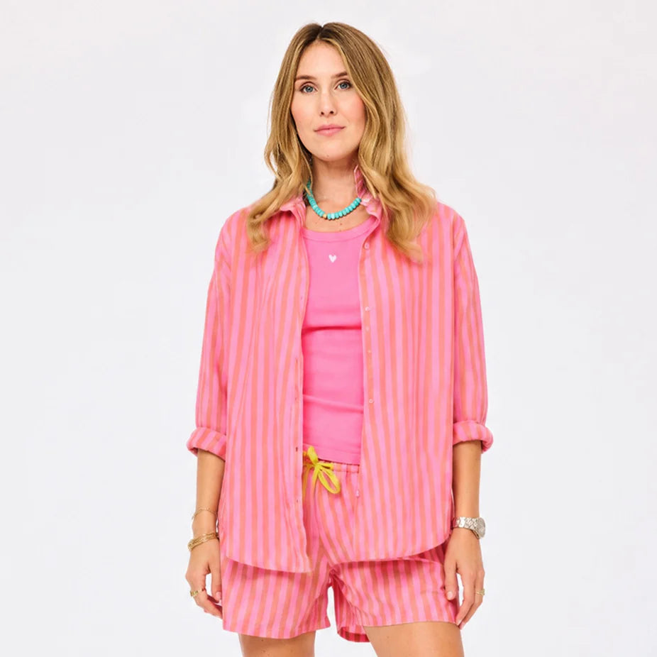Mia Stripe Shirt Palm Pink