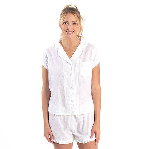 Seersucker PJ Set 2pc SM Wht