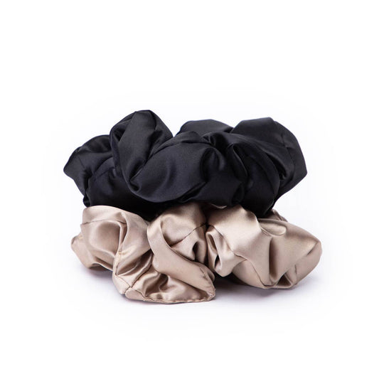 Satin Pillow Scrunchies - Black/Gold