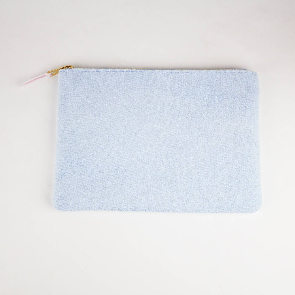 Blue Terry Flat Pouch - Large