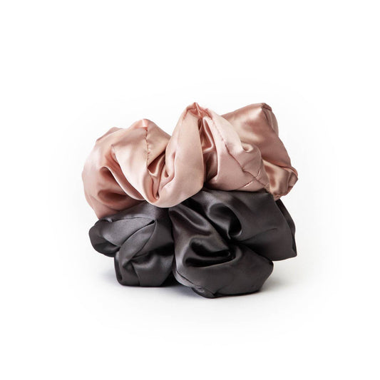 Satin Pillow Scrunchies - Blush/Charcoal